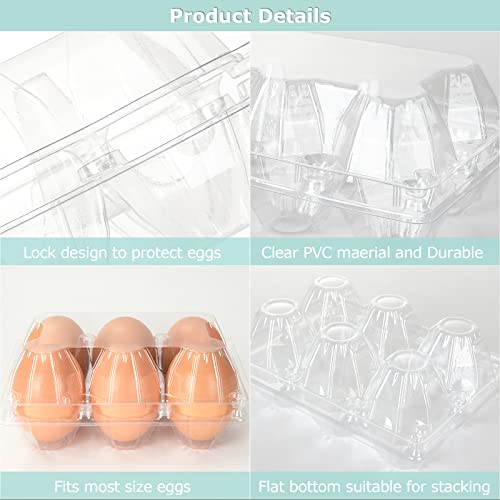 DAJAVE 100 Pack Plastic Egg Cartons Bulk, 2x3 Egg Holders Style Holds up for 6 Eggs, Half Dozen Egg Carton for Family, Pasture, Farm Markets Display(Medium) - Image 3