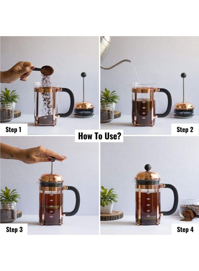 InstaCuppa صانعة القهوة الفرنسية InstaCuppa مع فلترة متفوقة من 4 أجزاء 600 مل، نحاسي - Image 5