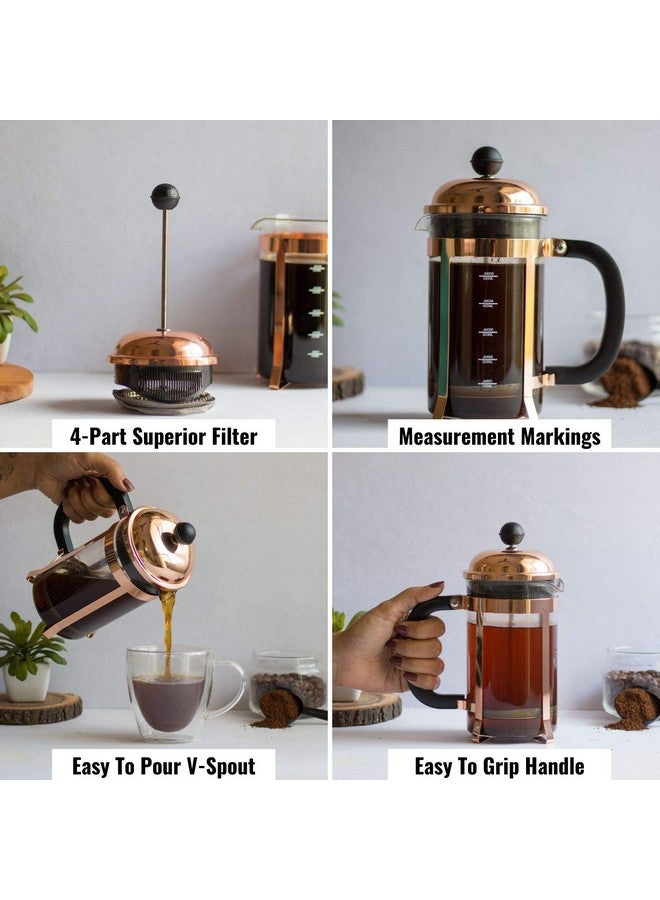 InstaCuppa صانعة القهوة الفرنسية InstaCuppa مع فلترة متفوقة من 4 أجزاء 600 مل، نحاسي - Image 3