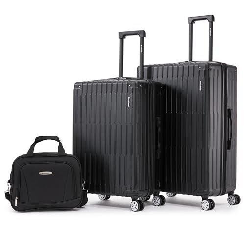 Rockland 3 Luggage Set, 2-Piece Hardside Spinner Wheel Uprights with Tote, Black - Image 1