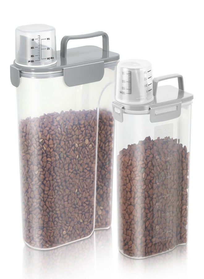 LEAWALK Dog Food Storage Container, Upgraded Large Nozzle BPA-free, 8-12 LBS Plastic Pet Food Storage Containers, With 4 Sealed Clasps, 1 Measuring Cup and Handle, Easy to Clean and Carry -2 Packs - Image 1