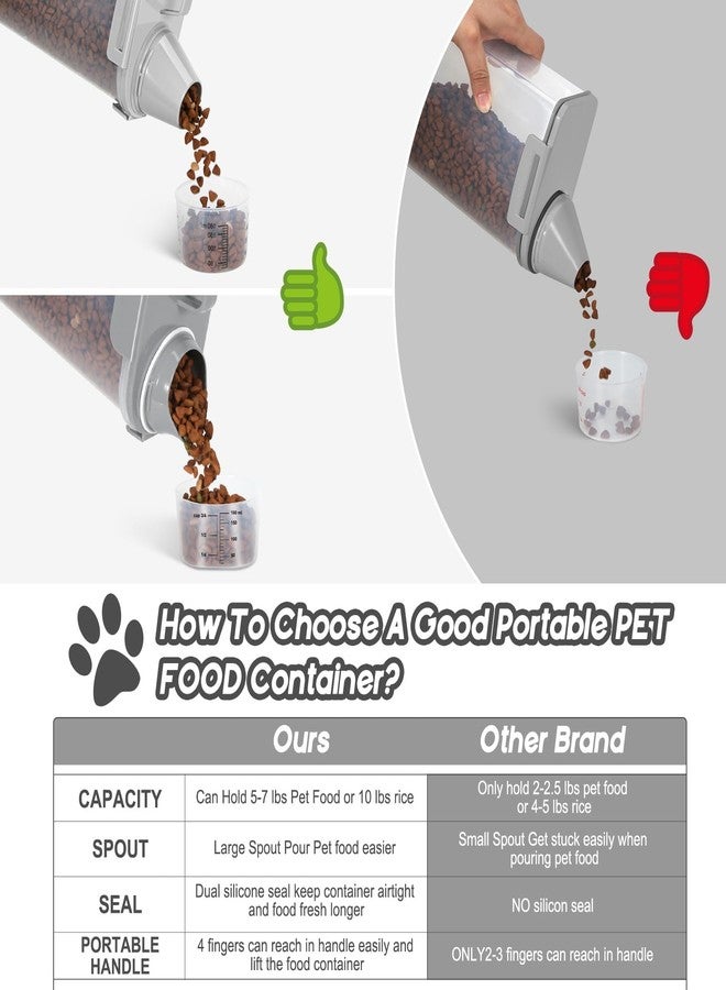 LEAWALK Dog Food Storage Container, Upgraded Large Nozzle BPA-free, 8-12 LBS Plastic Pet Food Storage Containers, With 4 Sealed Clasps, 1 Measuring Cup and Handle, Easy to Clean and Carry -2 Packs - Image 3