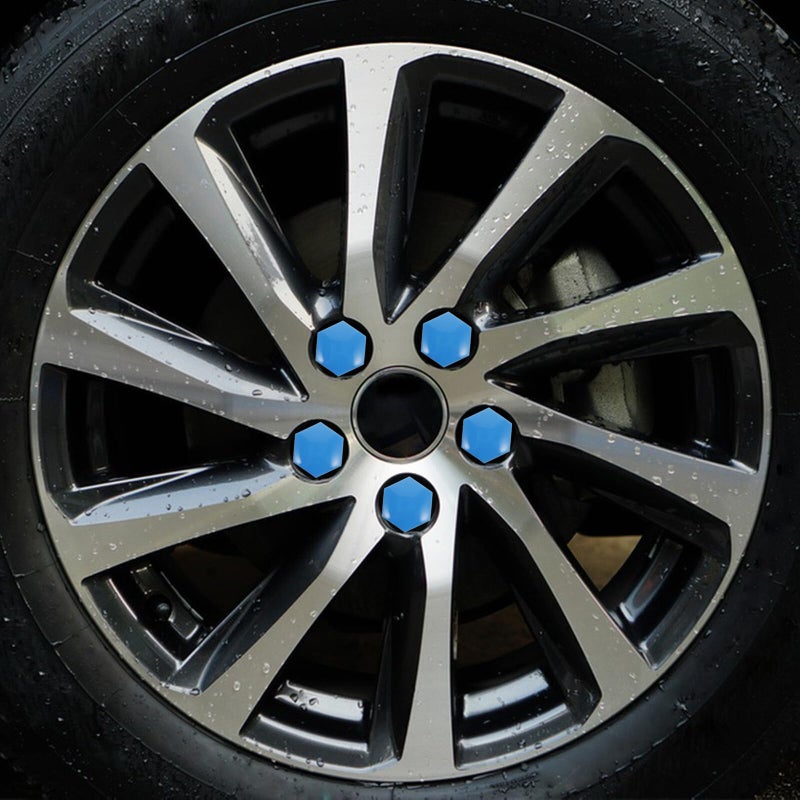 19mm Blue Glossy Plastic Lug Nut Covers 20pcs With Black Tire Valve Caps - Image 5