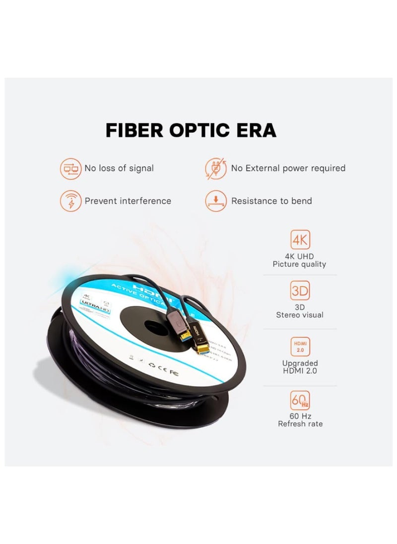 MOWSIL Active Optical AOC-Fiber HDMI 4K 60Hz 2.0 Cable DA Removable 40Mtr, Supported Resolution UHD 4K@60Hz Bandwidth upto 18 Gbps  - Image 3