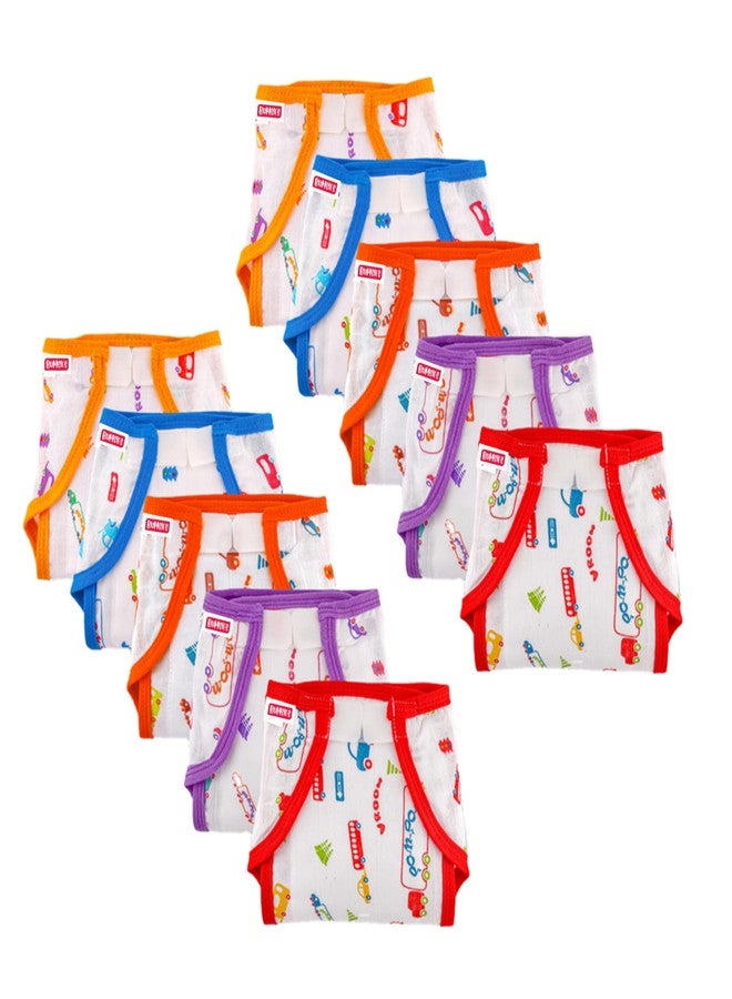 Bumsies Welcro Nappy For Babies, Reusable, Washable Soft Muslin Cotton Nappy/Langot for New Born Baby | Gentle on Baby Skin | Helps in Potty Training | 6-9 months | Pack of 10 | Printed - Image 1
