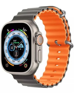 Ocean Silicone Rubber Watch Band Strap for Apple Watch Ultra 49mm/45mm/44mm/42mm Ocean Dual Colored Grey/Orange