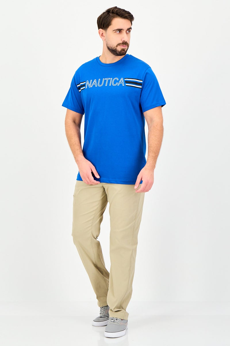 NAUTICA Men Crew Neck Short Sleeve Brand Logo T-Shirt, Blue - Image 2