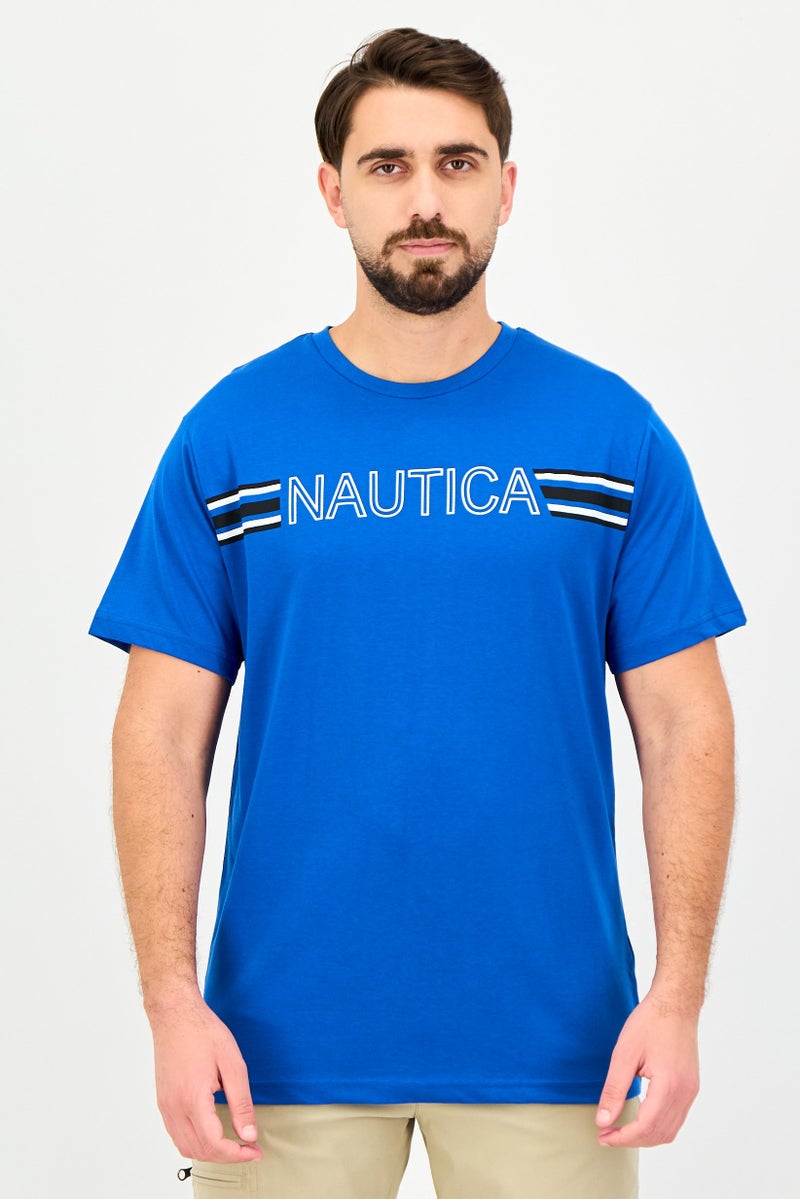 NAUTICA Men Crew Neck Short Sleeve Brand Logo T-Shirt, Blue - Image 1