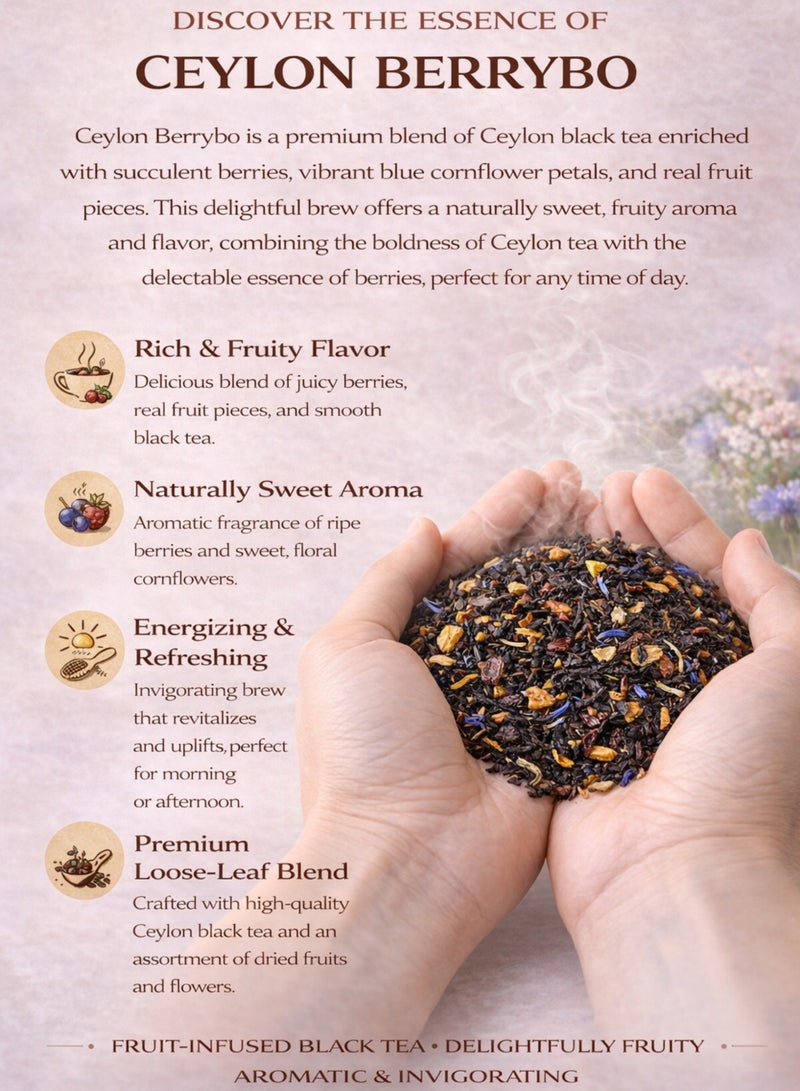 زهر شاي سيلان بيري بو (شاي شاي سيلان بيري بو) - شاي أسود سيلاني فاخر بنكهة التوت والزهور | مزيج أعشاب طبيعي من أوراق الشاي السائبة للاستخدام في البستنة والزراعة وشرب الشاي الفاخر. - Image 3