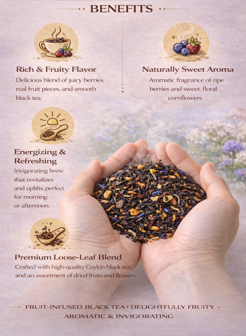 زهر شاي سيلان بيري بو (شاي شاي سيلان بيري بو) - شاي أسود سيلاني فاخر بنكهة التوت والزهور | مزيج أعشاب طبيعي من أوراق الشاي السائبة للاستخدام في البستنة والزراعة وشرب الشاي الفاخر. - Image 5