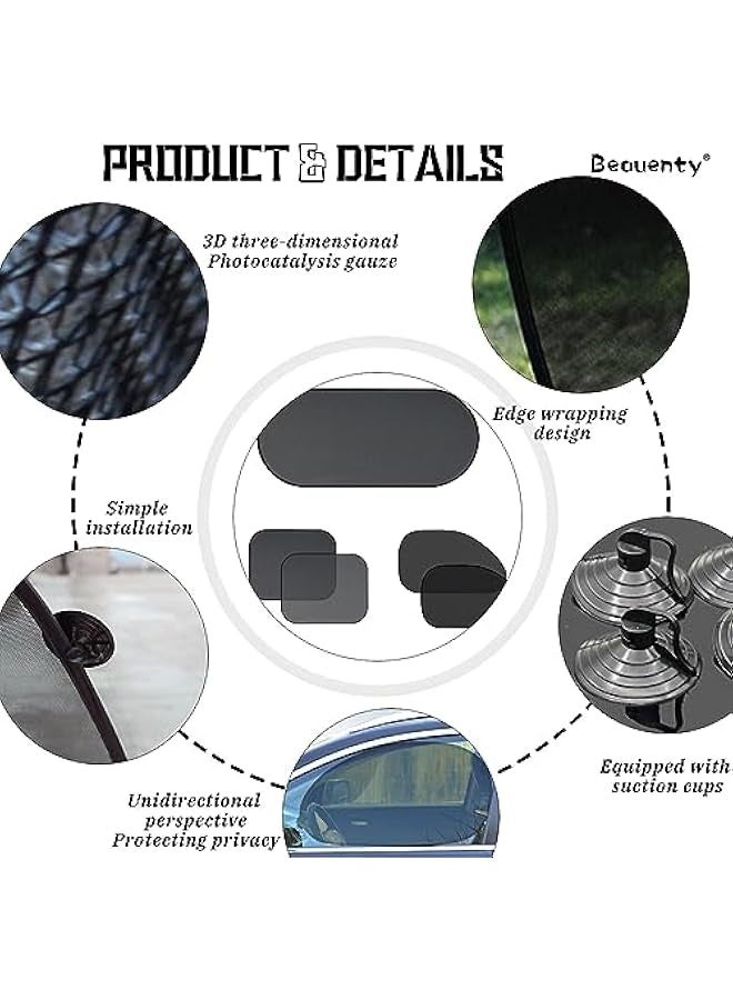 Car Side Window Sun Shade, Sun Shade Pet UV Rays/Sunlight Protection, Mesh Car Sunshades Accessories 5PCS Set for Kids, Baby, Children Shield Visor - Image 3