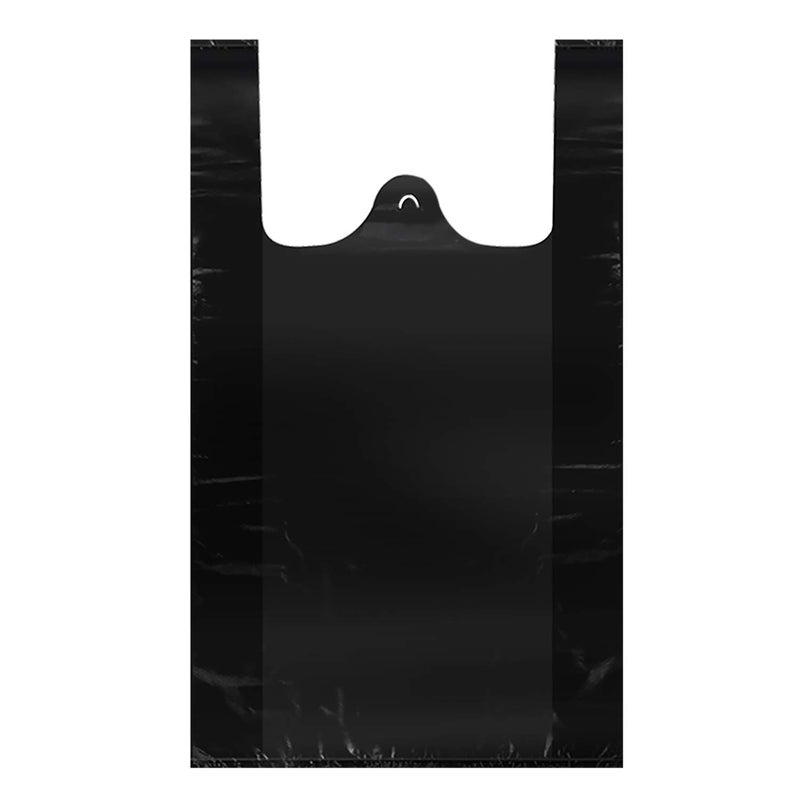 LazyMe LazyMe T Shirt Bags Black Plastic Grocery Bags with Handles in Bulk for Shopping and Restaurant Bolsas De Plastico Para Negocio 12 x 20 inch 200 Pcs