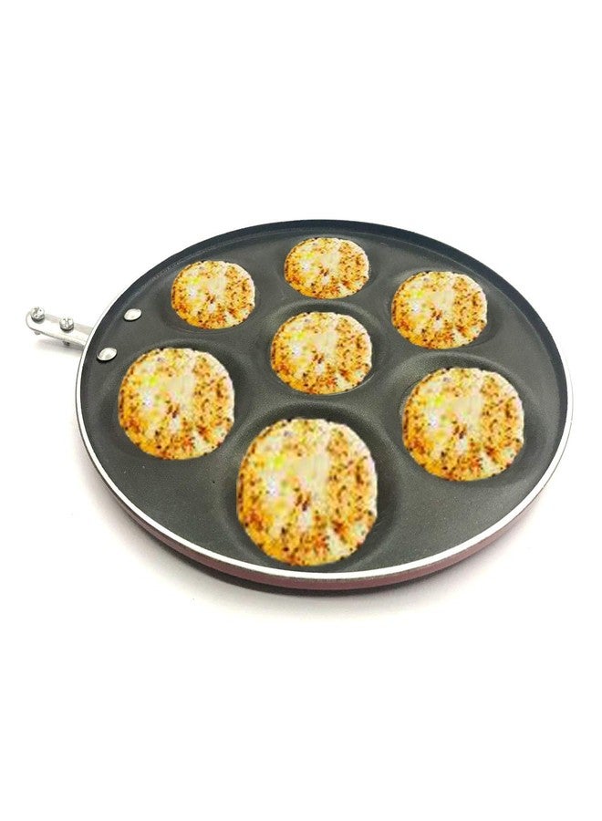 YADNESH Nonstick Mini Uttapam Pan Pancake Maker Mini Crepe pan Idli Pancake Multi-Snack Maker Aluminium Uttapam Tawa Tava 7 Cavity (275mm) - Image 2