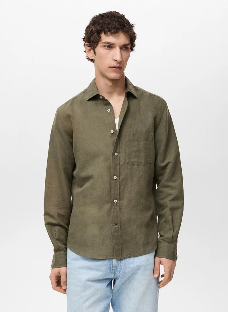 مانجو Pocket linen shirt