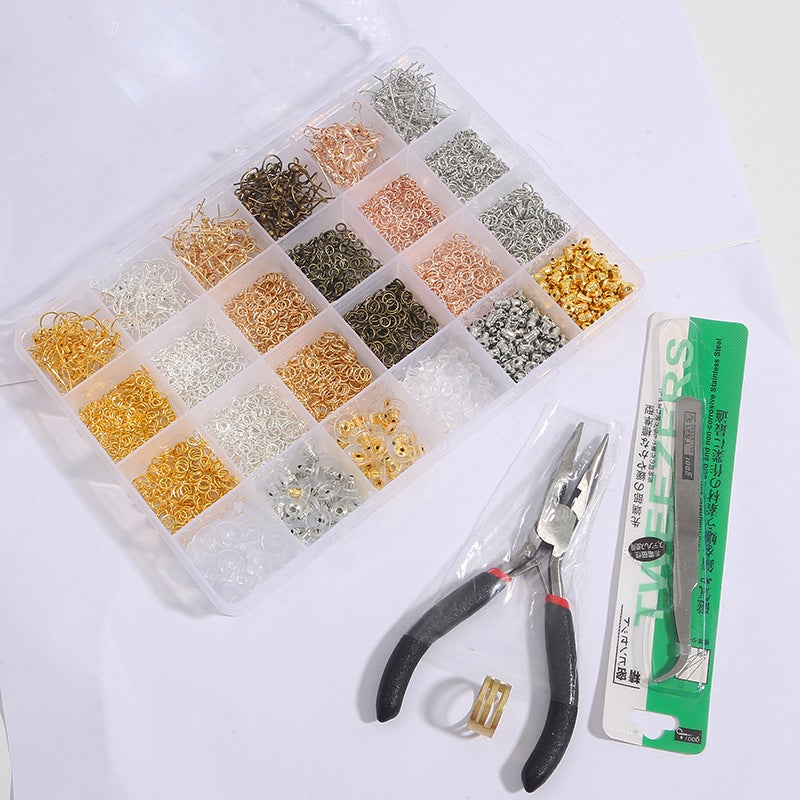 Diy 24-Piece Set Of Open And Closed Jump Rings, Lobster Clasps, Jewelry Accessories Combination Set, Ring Hoops, Handmade Pliers Set - Image 2