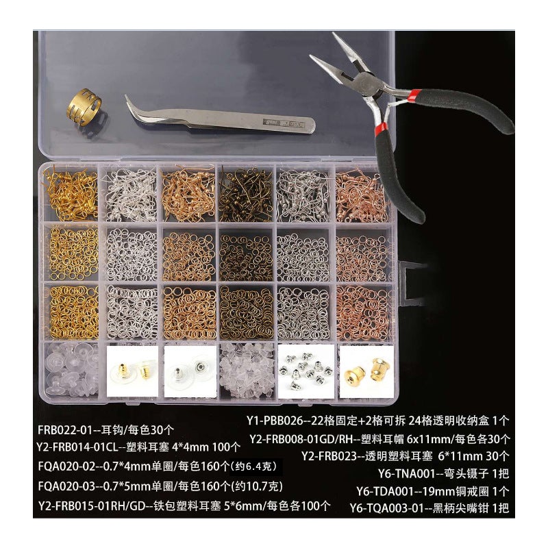 Diy 24-Piece Set Of Open And Closed Jump Rings, Lobster Clasps, Jewelry Accessories Combination Set, Ring Hoops, Handmade Pliers Set - Image 4