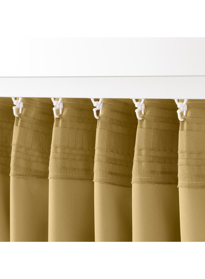 Zaboon Room darkening curtains, 1 pair, with heading tape/beige-yellow, 145x300 cm - Image 5