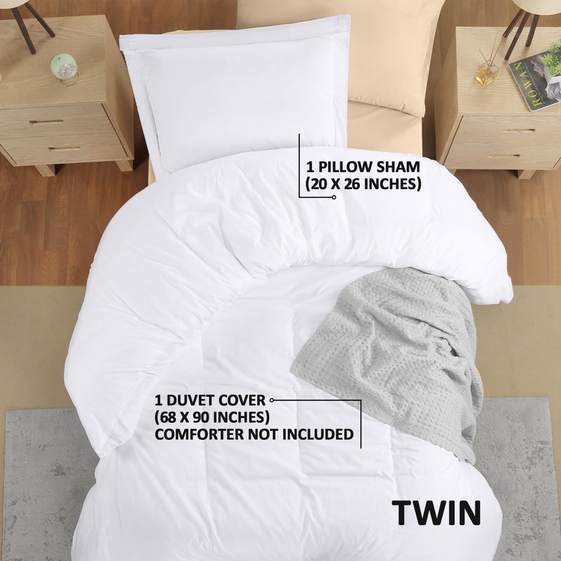 Utopia Bedding Duvet Cover Twin Size - 2 Piece with Zipper Closure - 1 Comforter Cover 68X90 Inches & 1 Pillow Sham 20X26 Inches (White) Comforter Not Included - Image 2