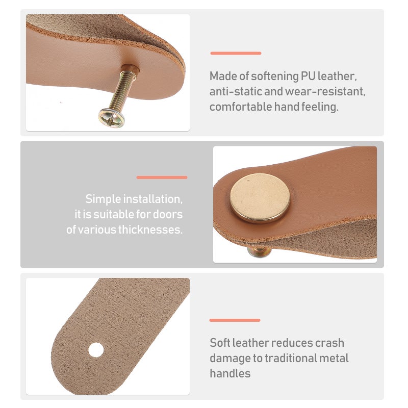 6pcs Door Handle PU Leather Cabinet Handle Replacement Furniture Pull Accessory - Image 2