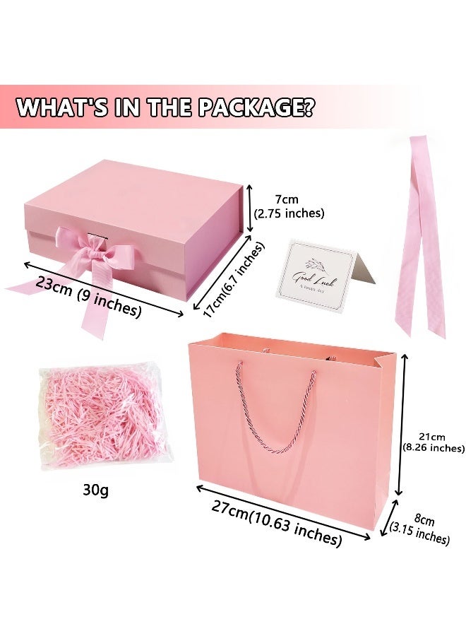 Pink Gift Box Set Empty,23x17x7cm,Large Gift Box for Party Surprise,Magnetic Present Boxes with Lid for Birthday Wedding Bridesmaid Groomsman Anniversary Valentines Baby Gift - Image 2