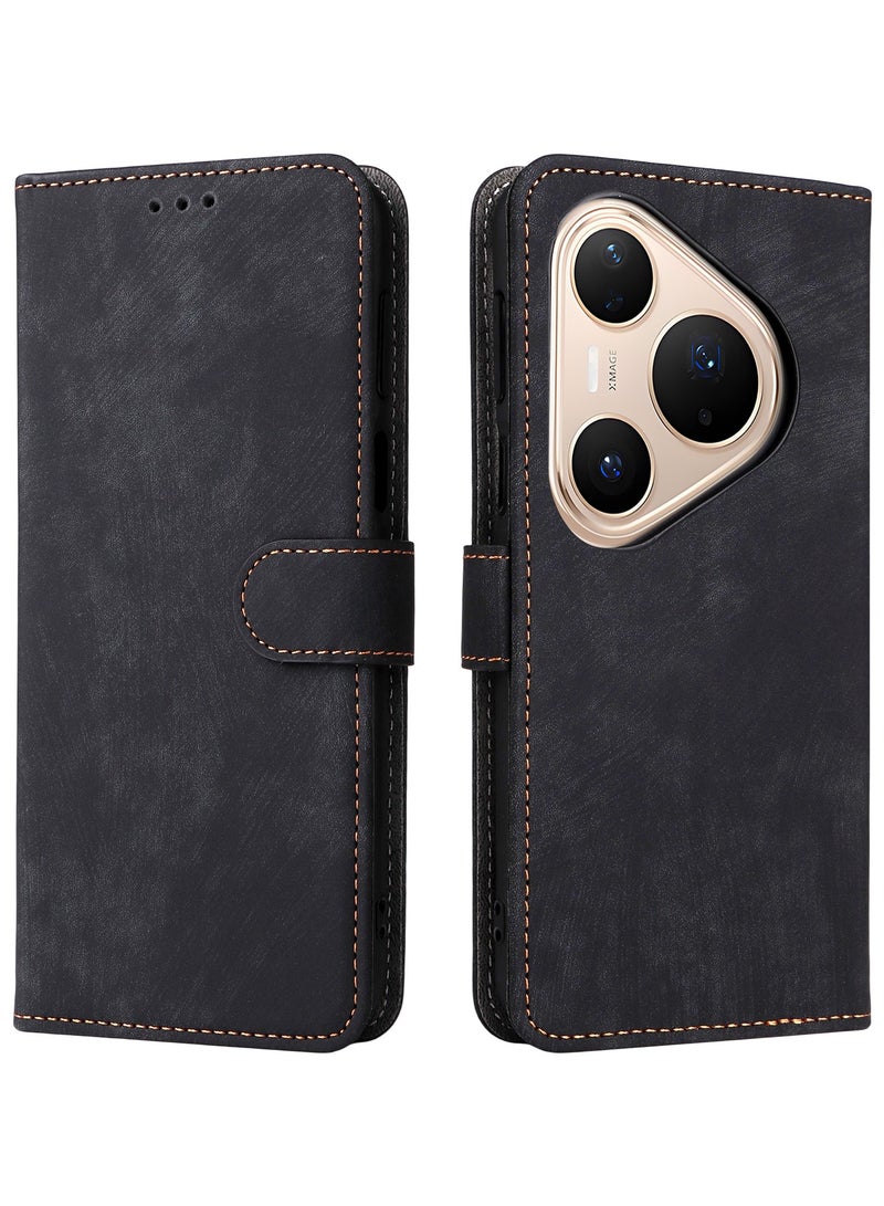 For Huawei Pura 80 Pro / 80 Pro+ Flip Cover with Detachable lanyard, PU Leather Full Body Protection Shockproof Flip Mobile Phone Case, RFID Anti-theft Brush Folio Wallet Case  - Image 3