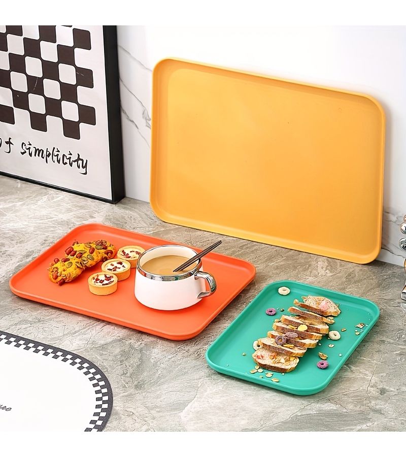 Blue Medium Nordic Rectangular Multifunctional Plastic Tray 12.01x8.66 Inch - Image 3