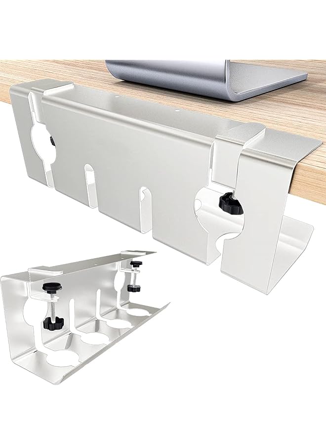 PROMASS صينية إدارة كابلات المكتب - بدون ضرر للمكتب، إدارة كابلات المكتب القائم المثالية، إدارة كابلات تحت الطاولة مع مشابك مطورة تثبت بدون حفر في المكتب - Image 1