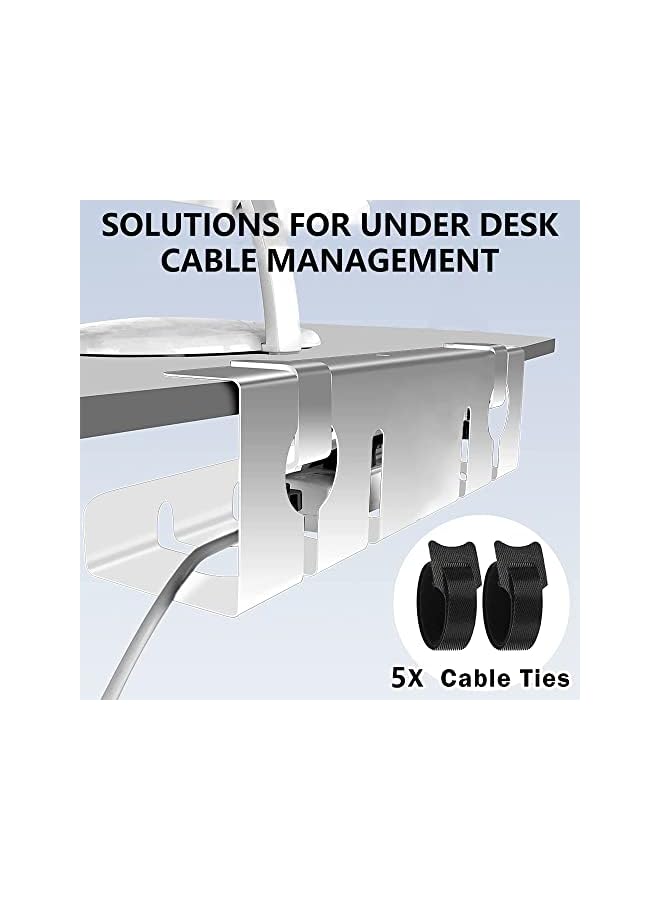 PROMASS صينية إدارة كابلات المكتب - بدون ضرر للمكتب، إدارة كابلات المكتب القائم المثالية، إدارة كابلات تحت الطاولة مع مشابك مطورة تثبت بدون حفر في المكتب - Image 4