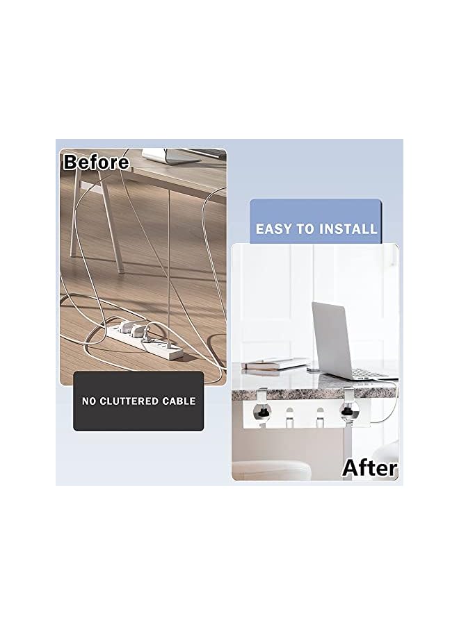 PROMASS صينية إدارة كابلات المكتب - بدون ضرر للمكتب، إدارة كابلات المكتب القائم المثالية، إدارة كابلات تحت الطاولة مع مشابك مطورة تثبت بدون حفر في المكتب - Image 3
