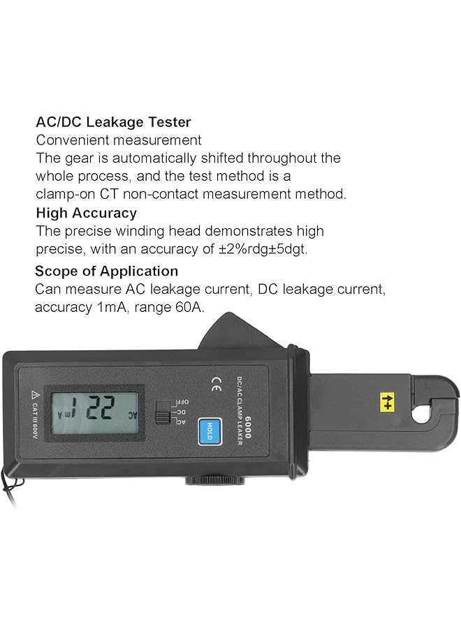 Etcr6000 Clamp Leaker Leakage Current Tester, Digital Clamp Meter With Overflow Display Automatic Shutdown With Usb Interface - Image 3