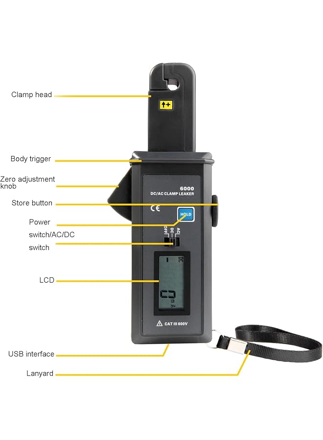 Etcr6000 Clamp Leaker Leakage Current Tester, Digital Clamp Meter With Overflow Display Automatic Shutdown With Usb Interface - Image 2