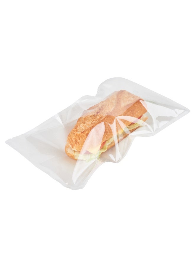 Restaurantware Bag Tek 11.5 Inch Heat And Seal Sample Bags, 100 Large Heat Seal Bags - Clear Window, Heat Sealable, White Plastic Heat Sealable Bags, Leak-Resistant, For Sandwiches Or Snacks - Image 2