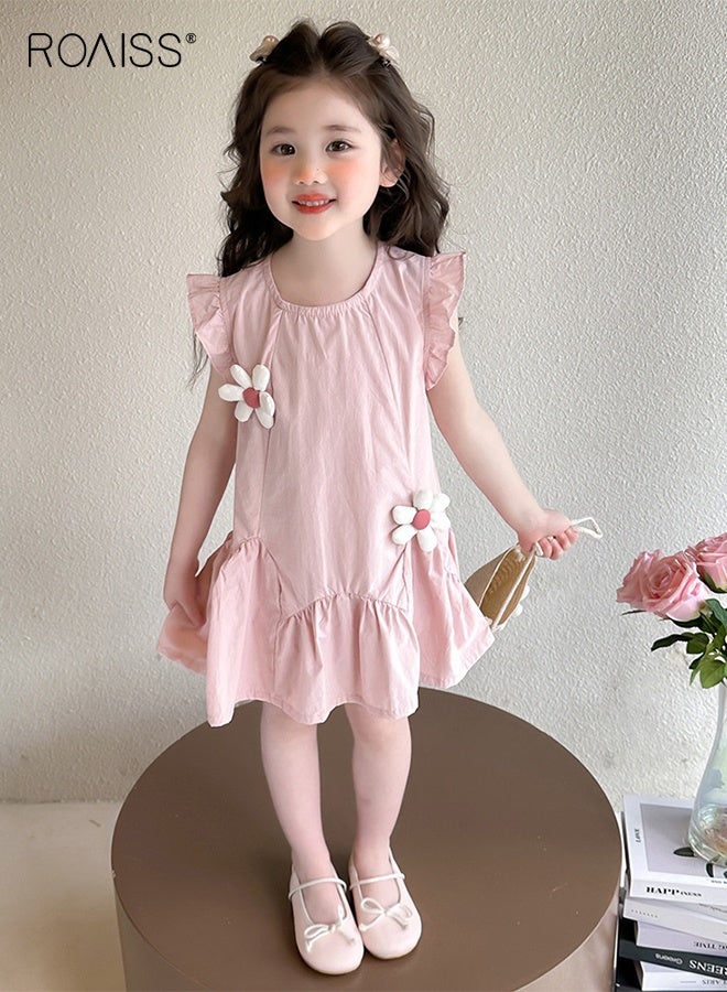 roaiss Girl Summer Floral Dress with Mini Bag, Stylish Casual Dress, Ruffle Sleeve Dress, Suit for Beach, Travel, Wedding or Any Occasion - Image 4