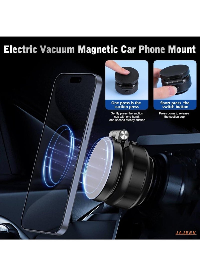 JAJEEK Electric Vacuum Magnetic Suction Phone Mount – 360° Rotating Magnetic Phone Holder, Foldable Smart Double-Sided Suction for Car, Mirror, and Smooth Surfaces (Silver) – Strong Magnetic Car Phone Holder - Image 2