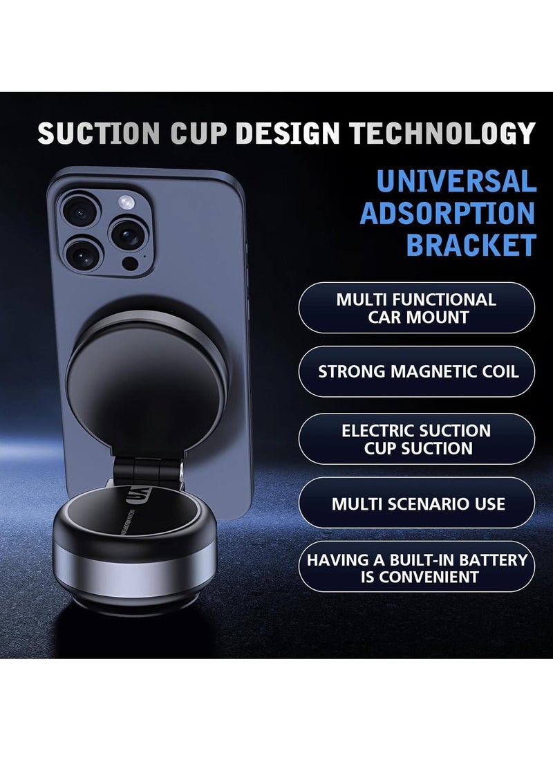 JAJEEK Electric Vacuum Magnetic Suction Phone Mount – 360° Rotating Magnetic Phone Holder, Foldable Smart Double-Sided Suction for Car, Mirror, and Smooth Surfaces (Silver) – Strong Magnetic Car Phone Holder - Image 3