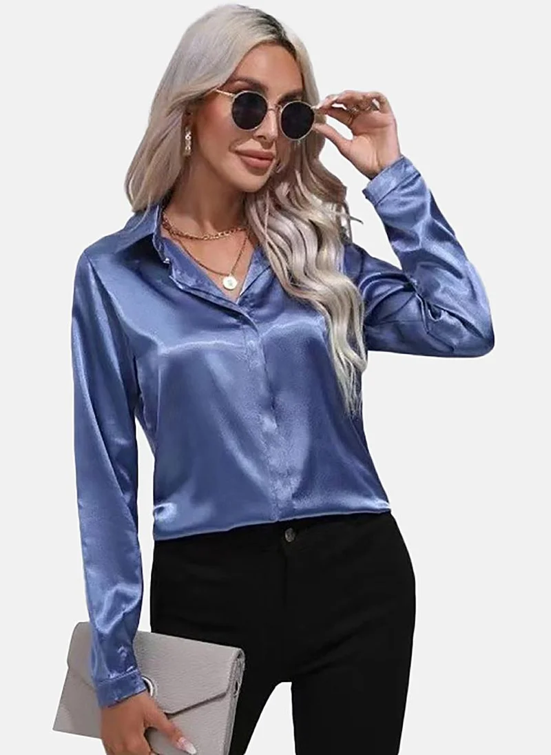YUNIQEE Blue Solid Slim Fit Shirt