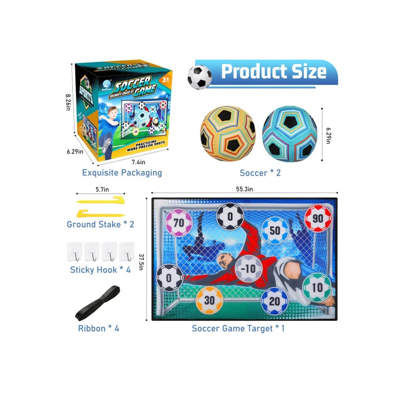 Barakah Soccer Ball Game Set for Kids, Indoor Outdoor Backyard Toss Soccer Goal Game with Velcro Balls, Foldable Flannel Goals, Toddlers Gift for 3 4 5 6 7 8 Year Old Boy Toys Birthday - Image 2