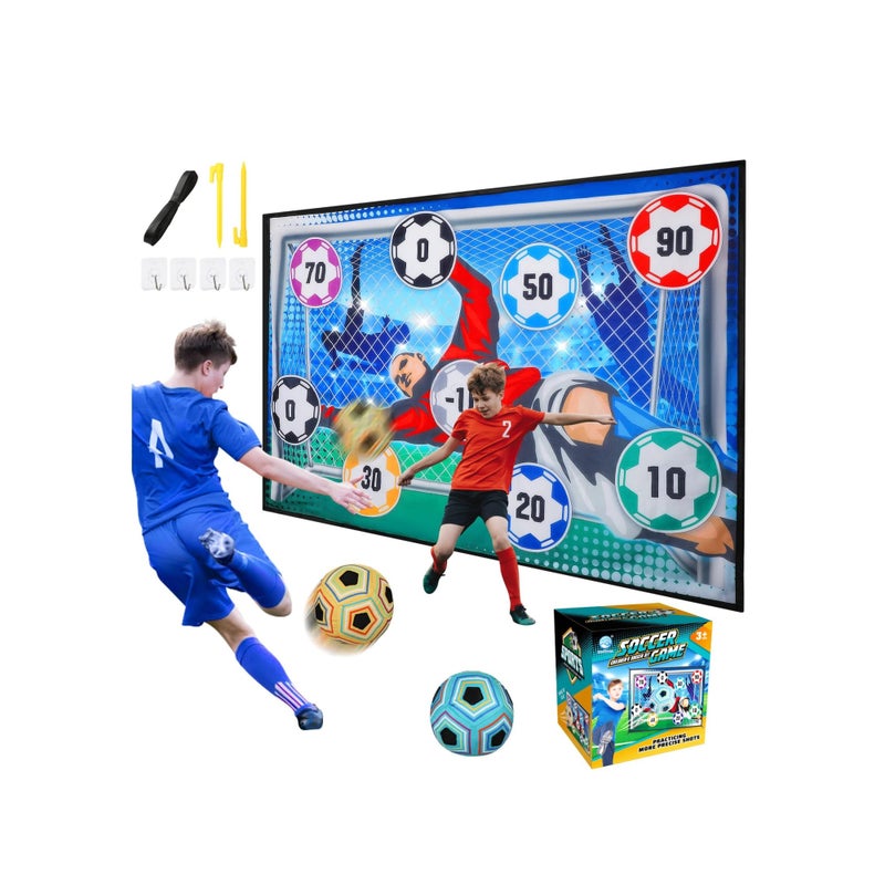 Barakah Soccer Ball Game Set for Kids, Indoor Outdoor Backyard Toss Soccer Goal Game with Velcro Balls, Foldable Flannel Goals, Toddlers Gift for 3 4 5 6 7 8 Year Old Boy Toys Birthday - Image 1