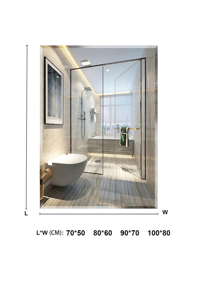 Generic - Wall Bathroom Mirror, Rectangular Wall Mirror,Frameless Modern Bathroom Vanity Mirrors，Shatter-Proof,Anti-Fog，for Living Room Bedroom Bathroom Entryway (70 * 90cm) - Image 1