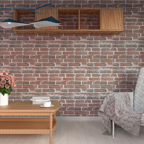 Greymond 3D Wall Panels Peel and Stick in Red White Stone, 10 PCS XPE Foam Stone 3D Wallpaper, Faux Brick Wall Panels for Bedroom, Stairs, Kitchen - Image 4