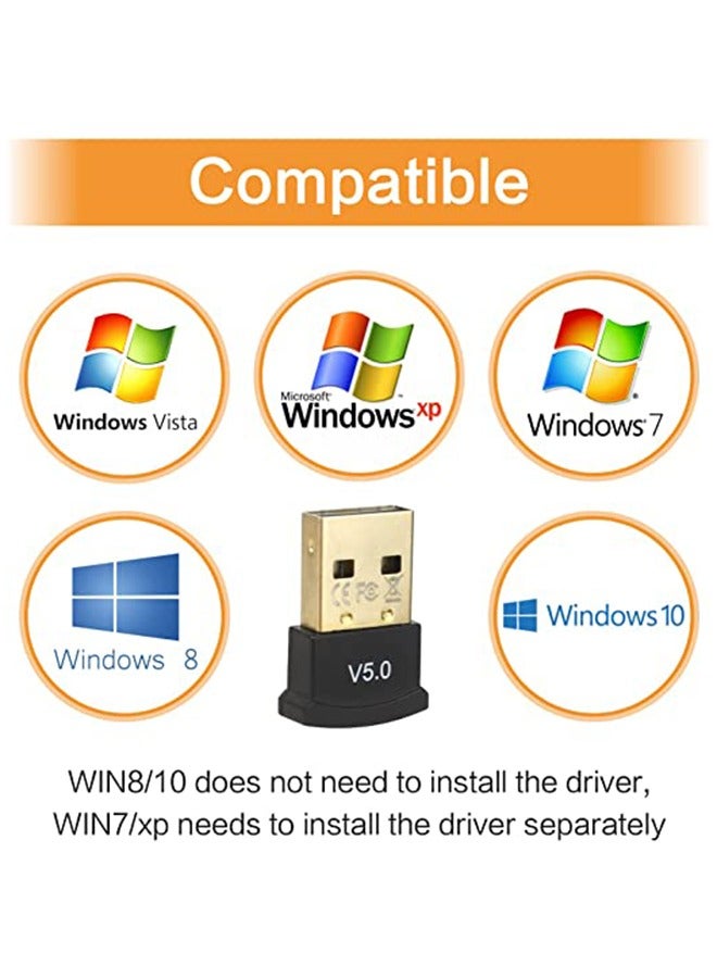 أوميوين جهاز استقبال بلوتوث USB بدون أسلاك ومرسل بلوتوث USB 5.0 محول Dongle للكمبيوتر المكتبي واللابتوب متوافق مع نظام ويندوز 7/8/8.1/10 - Image 3