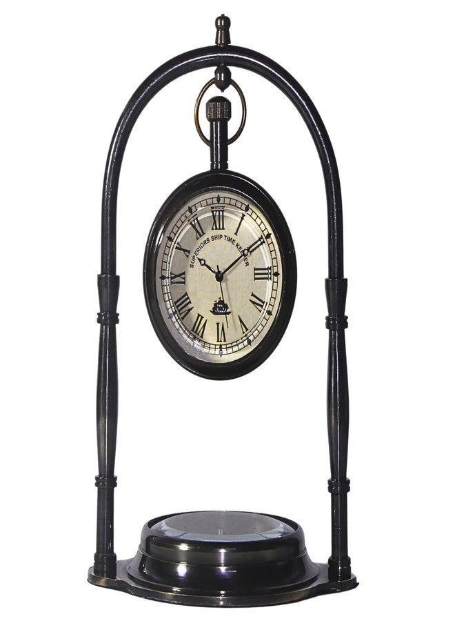 ليارا - ساعة طاولة نحاسية عتيقة مع بوصلة | تصميم بحري عتيق، منزل أنيق - Image 1