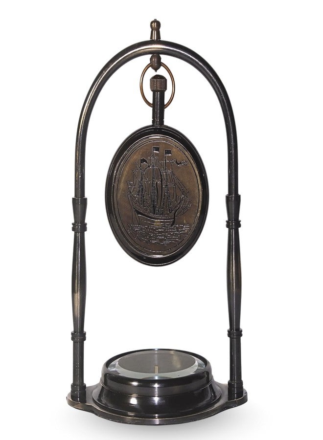 ليارا - ساعة طاولة نحاسية عتيقة مع بوصلة | تصميم بحري عتيق، منزل أنيق - Image 4