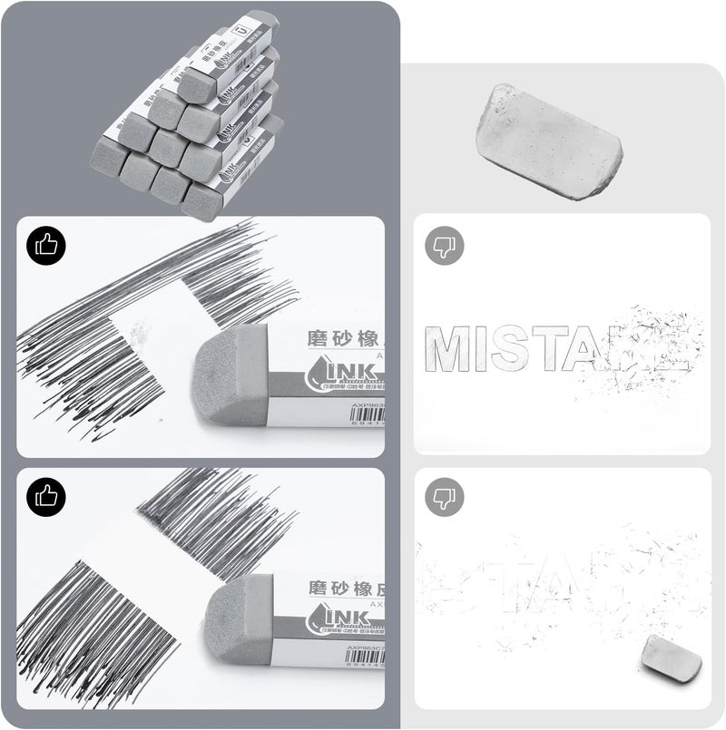 M.G M&G 10-Pack Sand Erasers, Pen Eraser for Ink Ballpoint Colored Pencils, Durable and Portable for Students and Office (Gary) - Image 3