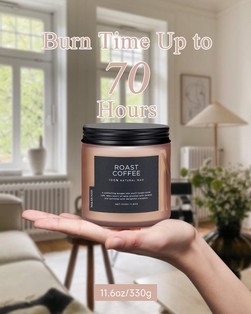 M&SENSE Coffee Candles Scented Strong, 2 Wick 11.6oz 70 Hours Burning Time Organic Natural Soy Wax Candle for Bedroom Kitchen Home Decor, Housewarming Gift for Men and Women - Image 4