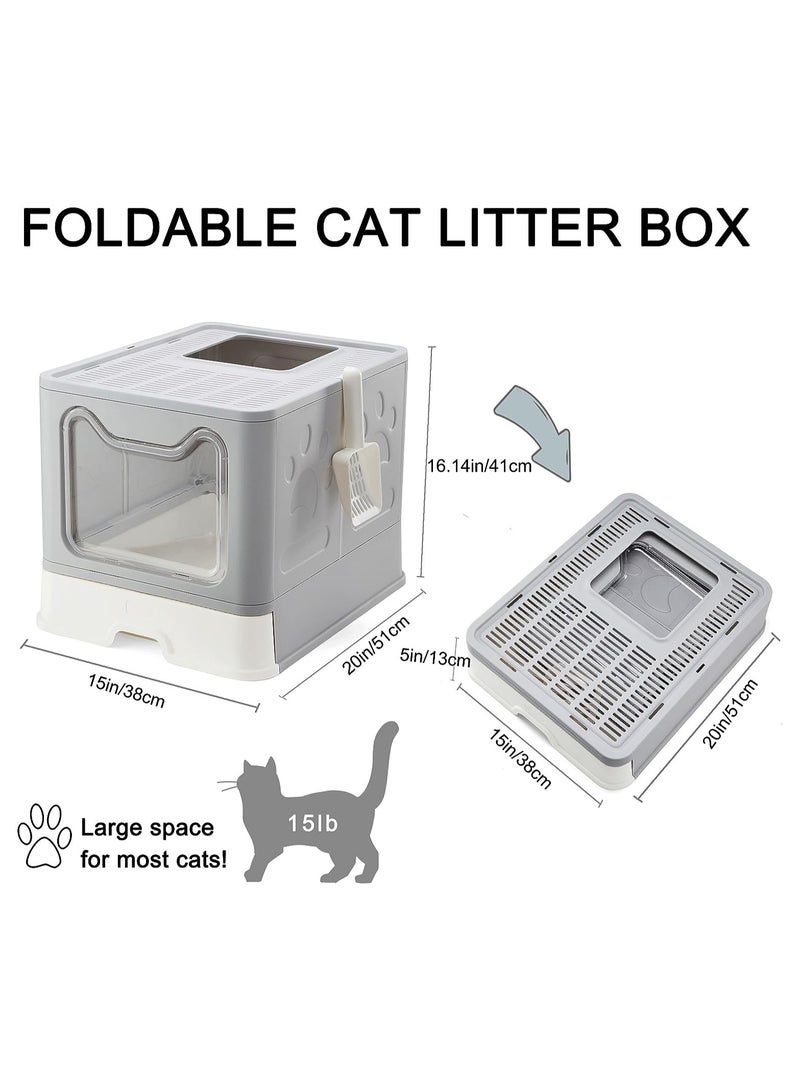 BLOOMING TIME Two-Way Foldable Drawer Type Cat Litter Box Grey - Image 5