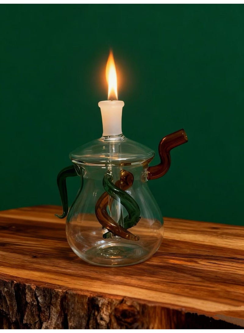 شيانغ مي مصباح زيت زجاجي ممتاز مقاوم للحرارة، زجاجة مزهرية زجاجية مصنوعة من مادة البورسليكات عالية الجودة للاستخدام طويل الأمد، مزهرية زجاجية شفافة (لون عشوائي) - Image 2