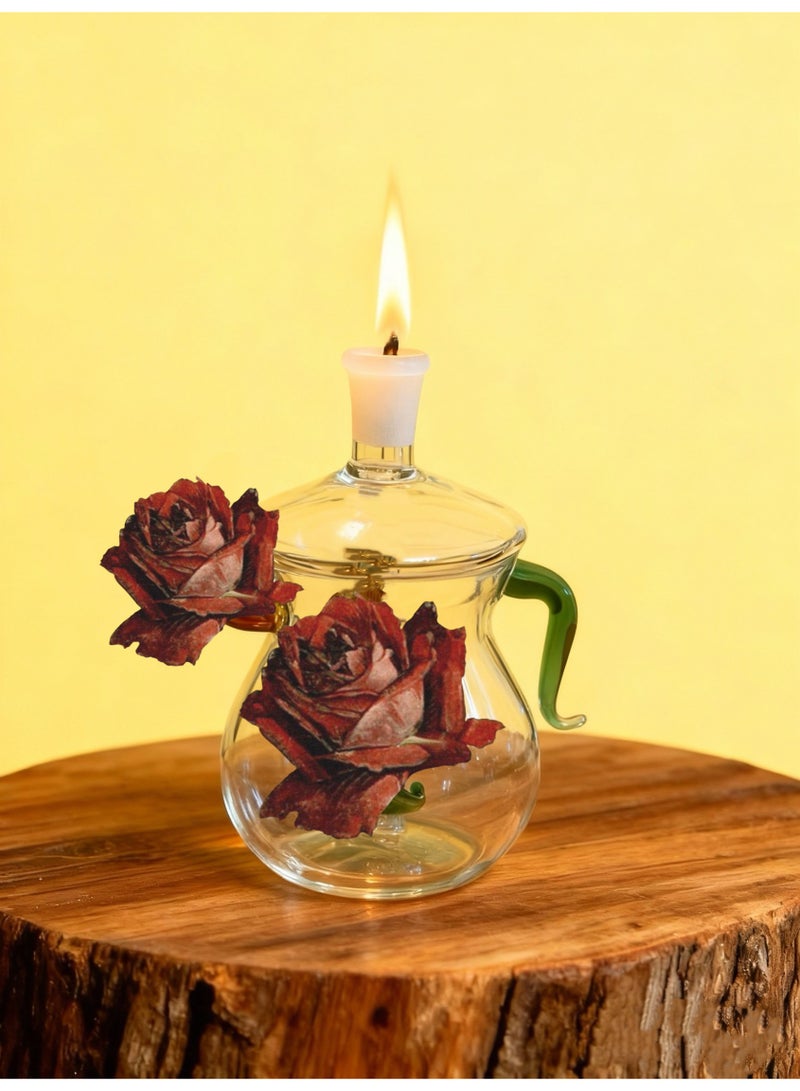 Premium Heat Resistant Glass Oil Lamp, Bottle Medical Grade for Long lasting Use  (Random Color)