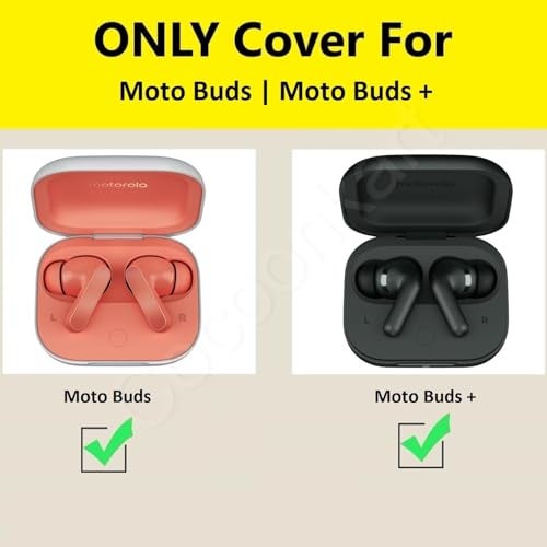 Cocoonkart Soft Silicone Case Cover for Moto Buds | Buds+ Plus with Cleaner Kit, Lanyard & 4 Pcs Cable Protectors (Black) - Image 2