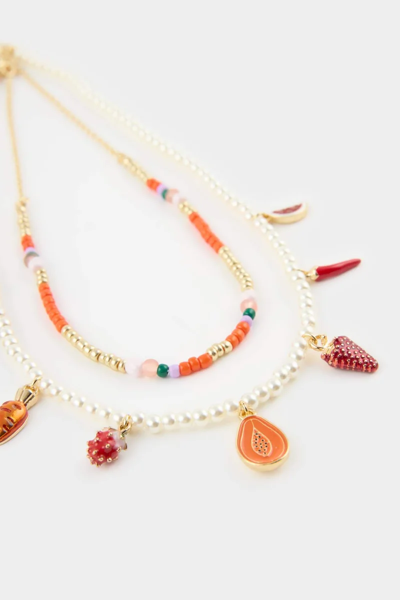 Defacto  Woman 2 piece Fruit Necklace for Women | Best Price UAE